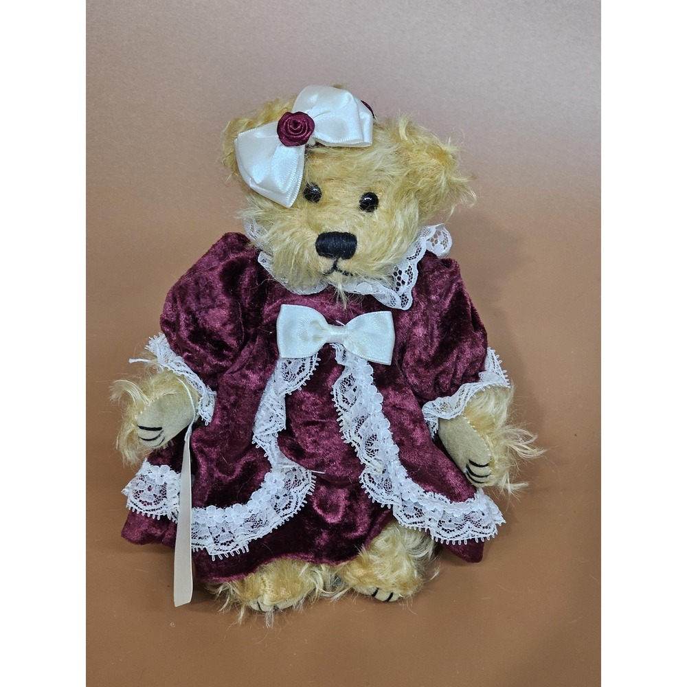 Mary Meyer Mohair Collection "Shelby" 8" Jointed Artist Teddy Bear Tan Red‎ Gown